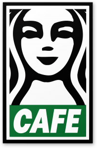 OBEY Poster with Starbucks Logo