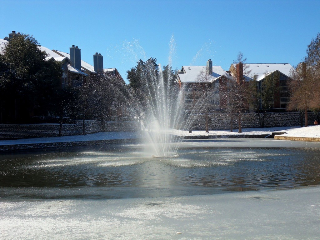 Snowy Fountain in Dallas 2