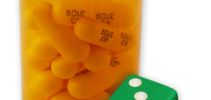 Pill Bottle with Dice