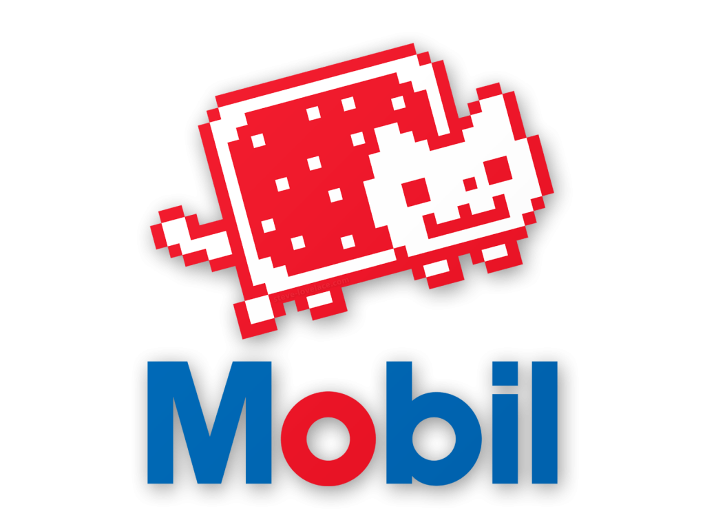 Mobil logo with Nyan Cat