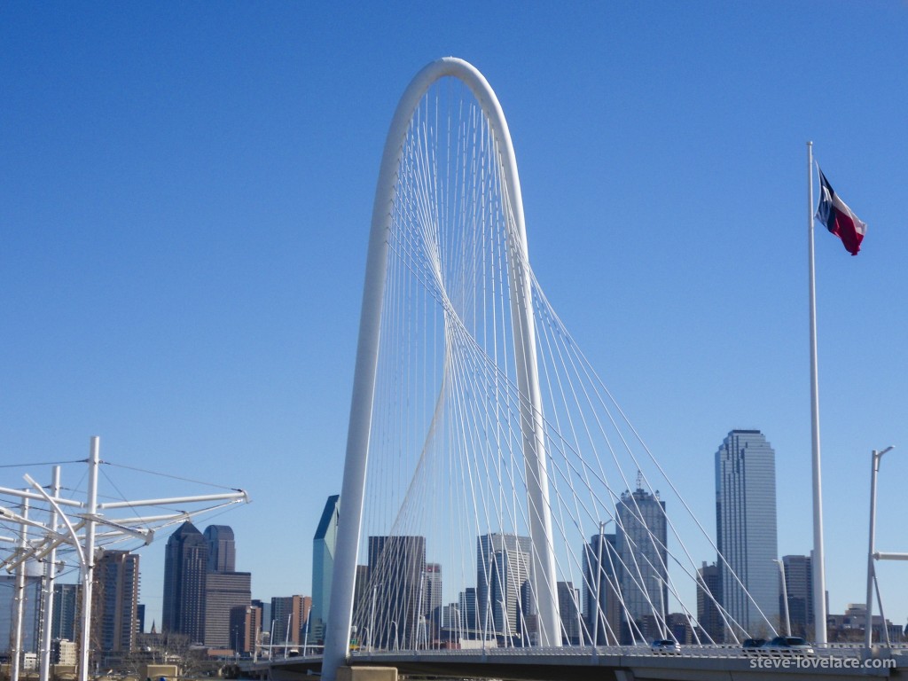 Margaret Hunt Hill Bridge with Dallas Skyline