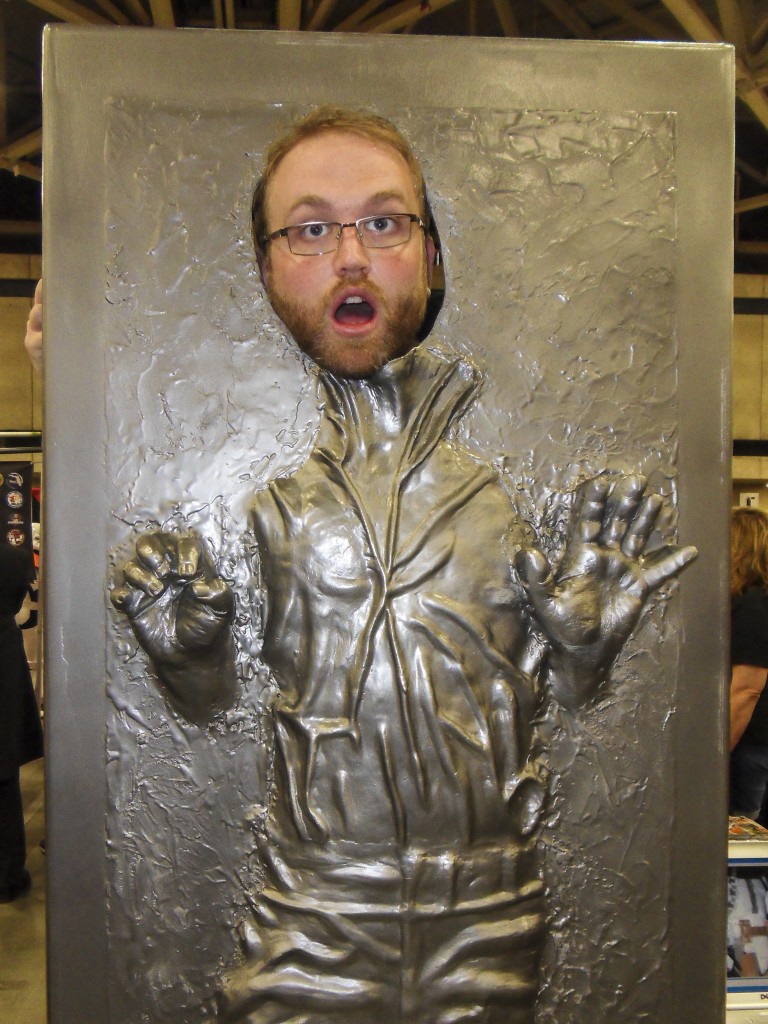 Here I am frozen in carbonite, after being captured by the bounty hunter