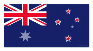 Flag of New Zealand over the Flag of Australia