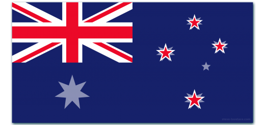 Flag of New Zealand over the Flag of Australia